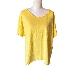 Anthropologie Pilcro Yellow Loose Fit Short Sleeve Top Plus Size 2x Split Back